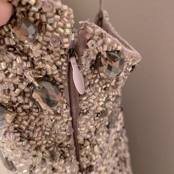 Aidan Mattox Party Dress sequined and beaded spaghetti straps in Platinum size 8 - Picture 9 of 13